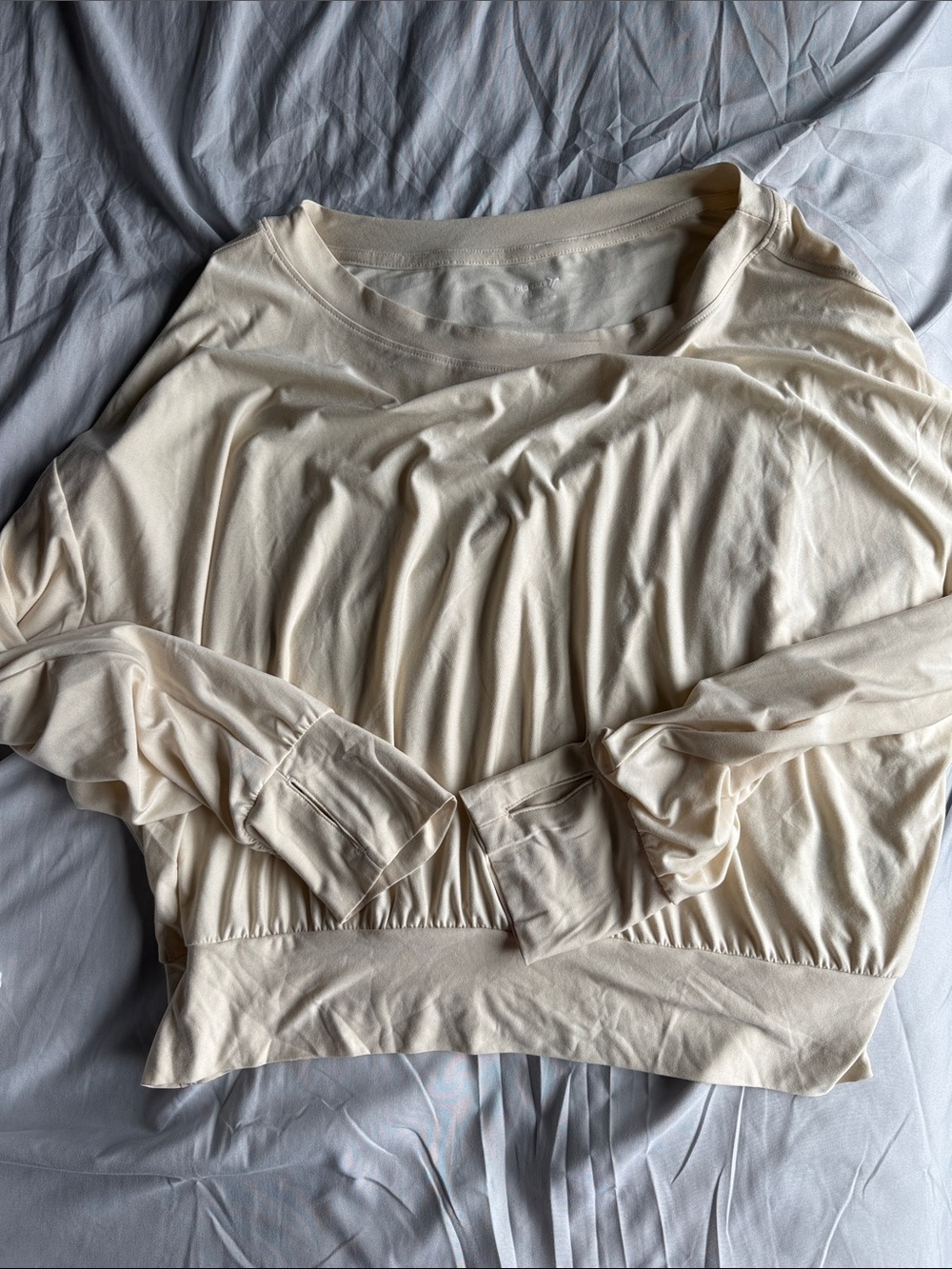 Old Navy Womens Cream Long Sleeve Pullover Sweatshirt